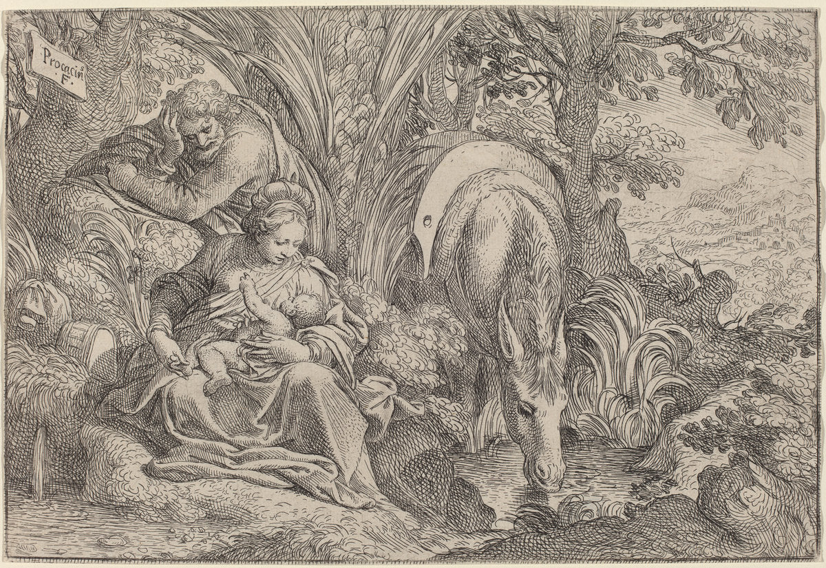 The Rest on the Flight into Egypt by Camillo Procaccini (Italian, c. 1555 - 1629), 16X12"(A3)Poster Print