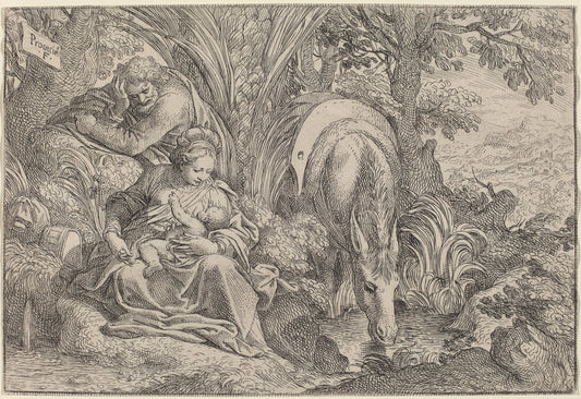 The Rest on the Flight into Egypt by Camillo Procaccini (Italian, c. 1555 - 1629), 16X12"(A3)Poster Print