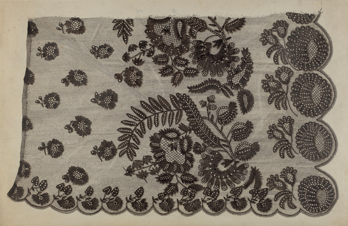 Black Lace Shawl by Raymond Manupelli (American, active c. 1935), 16X12"(A3)Poster Print