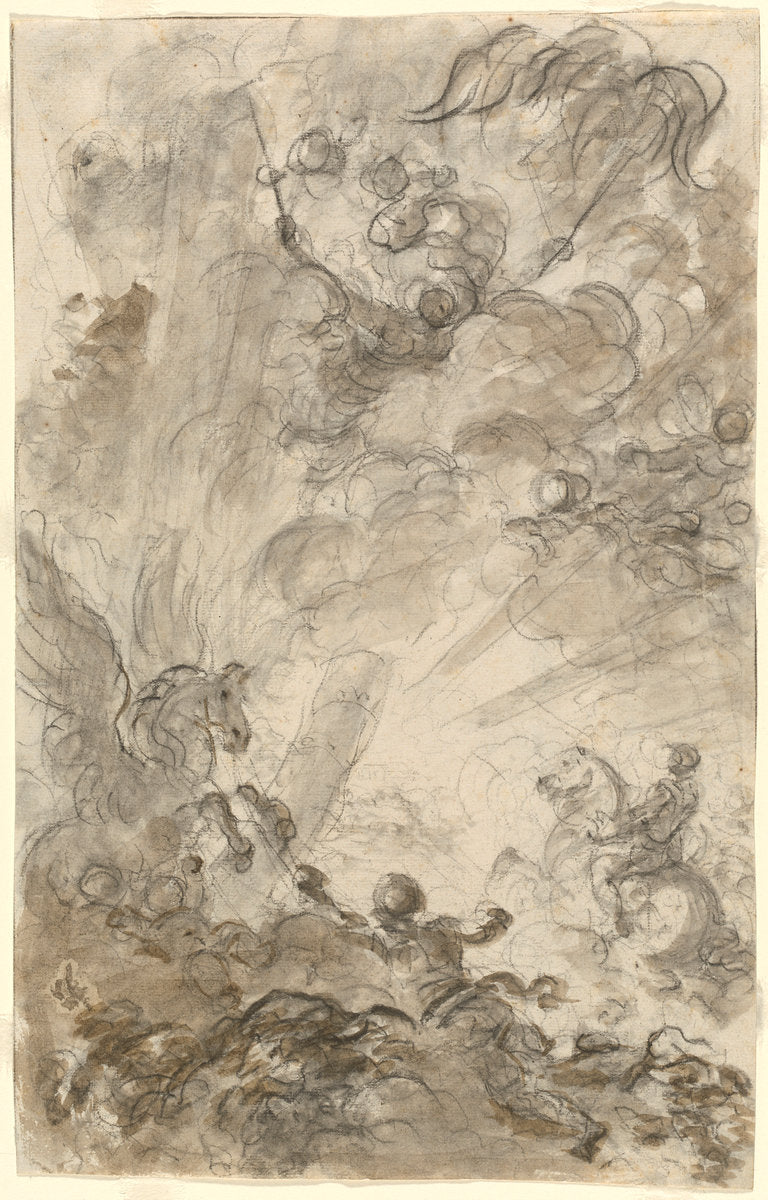 Bradamante Tries to Catch Hold of the Hippogryph [recto] by Jean-Honoré Fragonard (French, 1732 - 1806), 16X12"(A3)Poster Print
