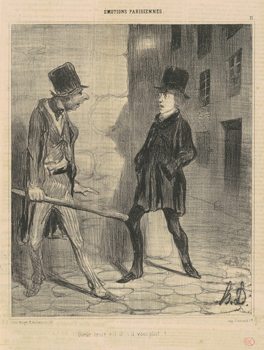Quelle heure est'il, s'il vous plait?... by Honoré Daumier (French, 1808 - 1879), 16X12"(A3)Poster Print