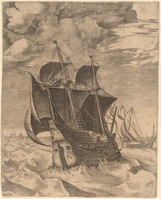 A Dutch Hulk and a Boeier by Frans Huys after Pieter Bruegel the Elder (Flemish, 1522 - 1562), 16X12"(A3)Poster Print