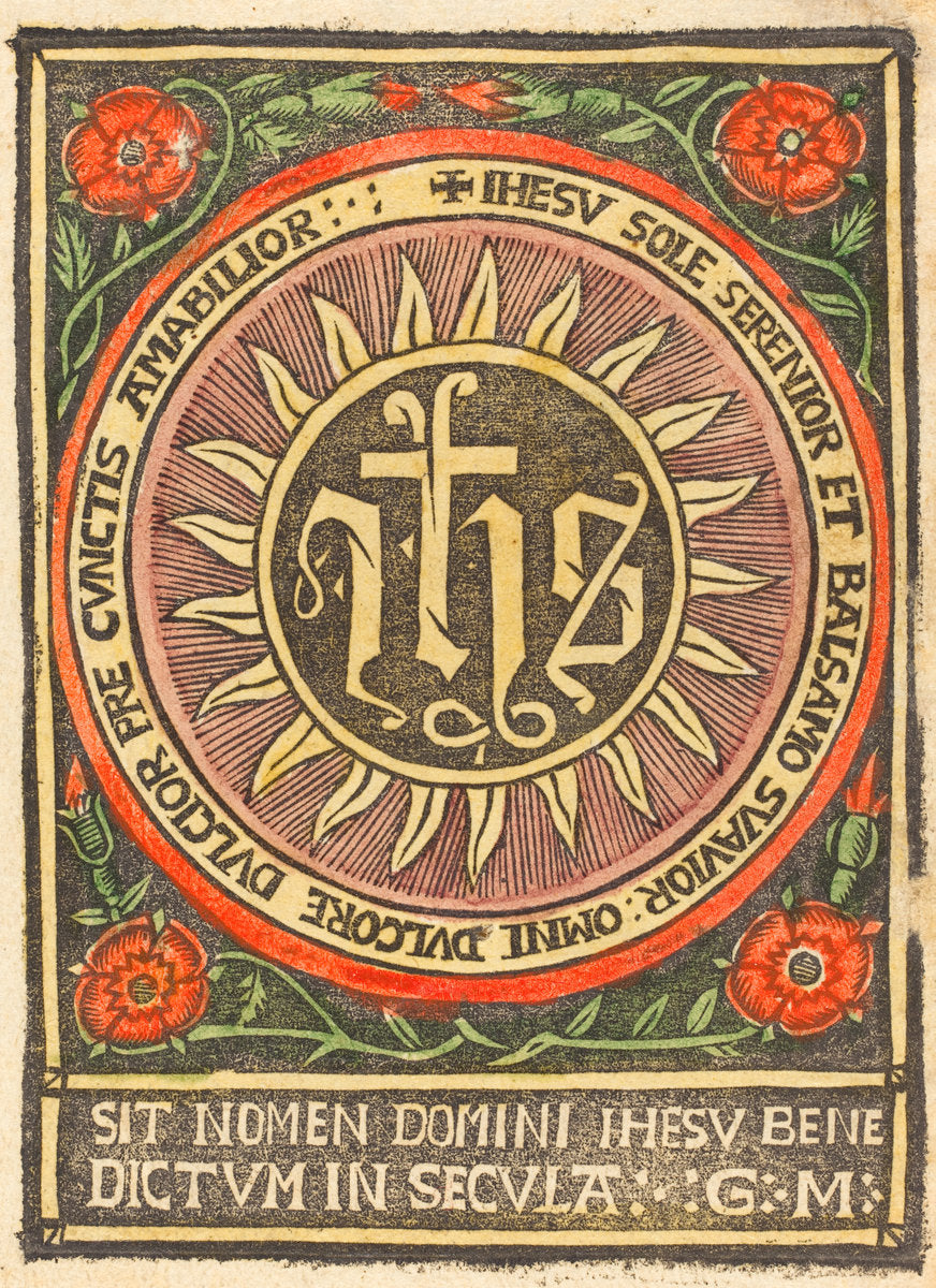 c. 1500 by German 15th Century (Monogram JHS in a Flaming Circle), 16X12"(A3)Poster Print