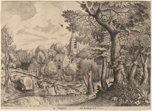 Pagus Nemorosus (Wooded Village) by Johannes and Lucas van Doetechum after Pieter Bruegel the Elder (Dutch, died 1605), 16X12"(A3)Poster Print
