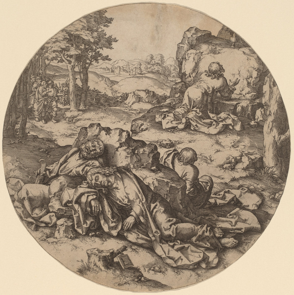 Christ at the Mount of Olives by After Lucas van Leyden (Netherlandish, 1489/1494 - 1533), 16X12"(A3)Poster Print