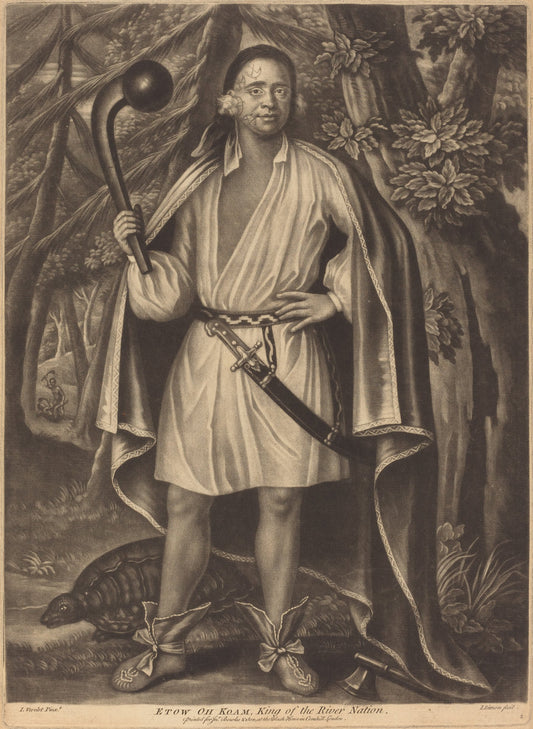 Etow oh Koam, King of the River Nation by Pierre Simon II after John Verelst (British, 1750 or before - c. 1810), 16X12"(A3)Poster Print