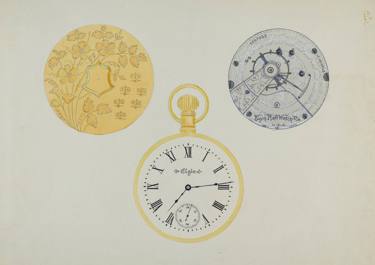 Gold Watch Frame and Case by Harry G. Alexander (American, active c. 1935), 16X12"(A3)Poster Print