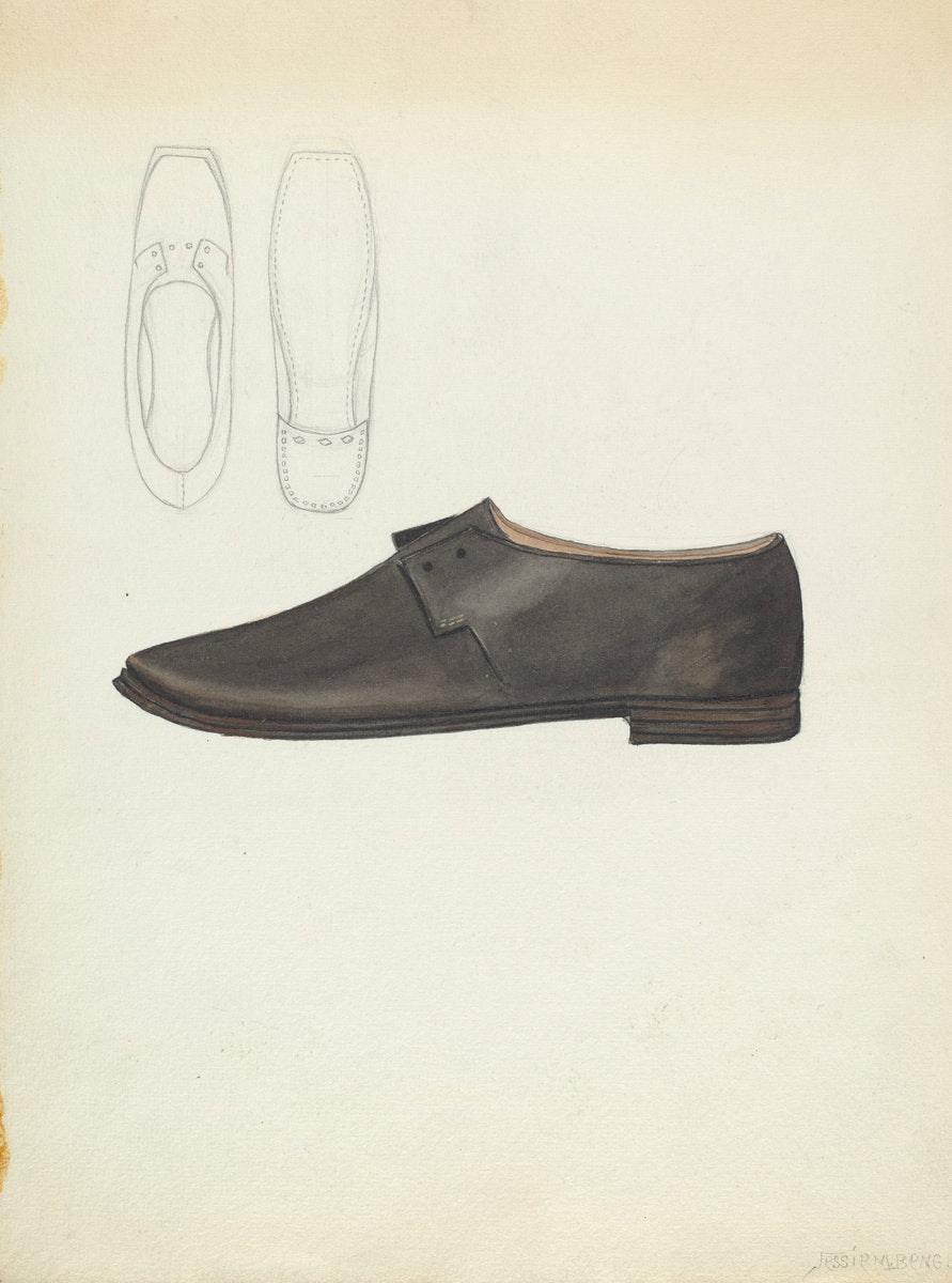 Man's Shoe by Jessie M. Benge (American, active c. 1935), 16X12"(A3)Poster Print