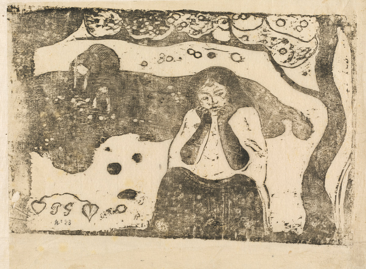 Human Sorrow (Miseres humaines) by Paul Gauguin (French, 1848 - 1903), 16X12"(A3)Poster Print