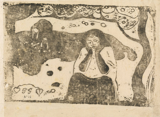Human Sorrow (Miseres humaines) by Paul Gauguin (French, 1848 - 1903), 16X12"(A3)Poster Print
