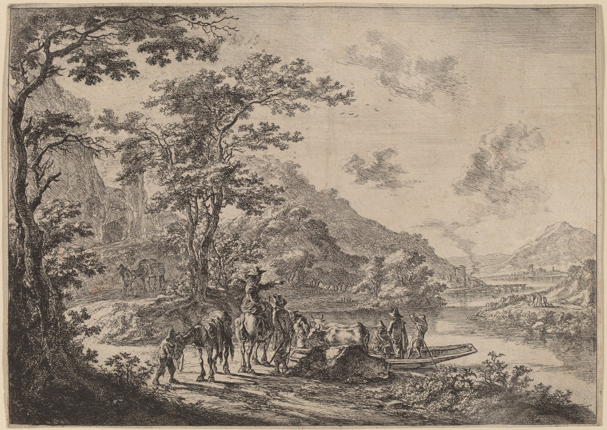 View of the Tiber in the Campagna by Jan Both (Dutch, 1615/1618 - 1652), 16X12"(A3)Poster Print