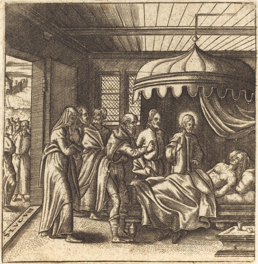 Christ Raises the Daughter of Jairus by Léonard Gaultier (French, 1561 - 1641), 16X12"(A3)Poster Print