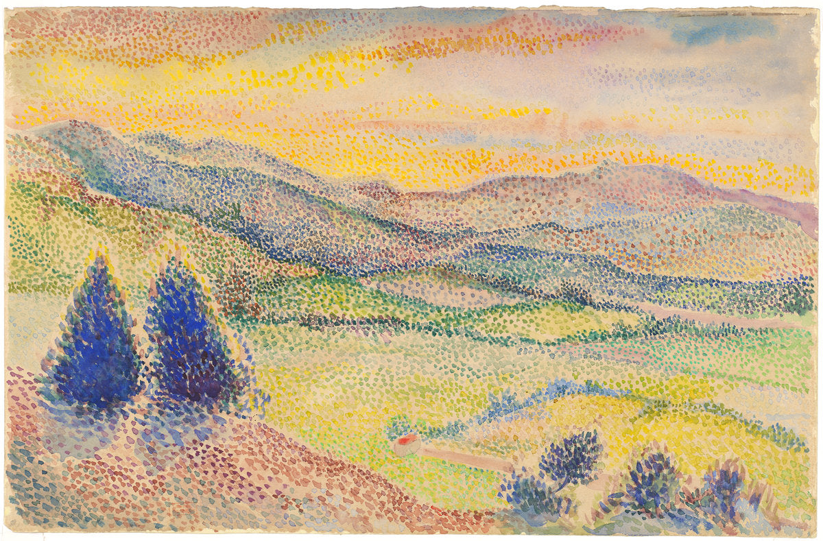 A Broad Valley at Sunset by Hippolyte Petitjean (French, 1854 - 1929), 16X12"(A3)Poster Print