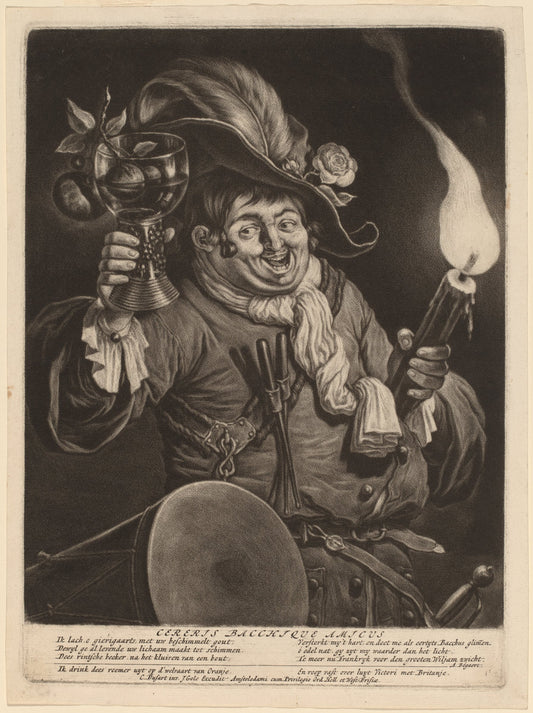 Cereris Bacchique Amicus by Jacob Gole after Cornelis Dusart (Dutch, 1660 - 1737), 16X12"(A3)Poster Print