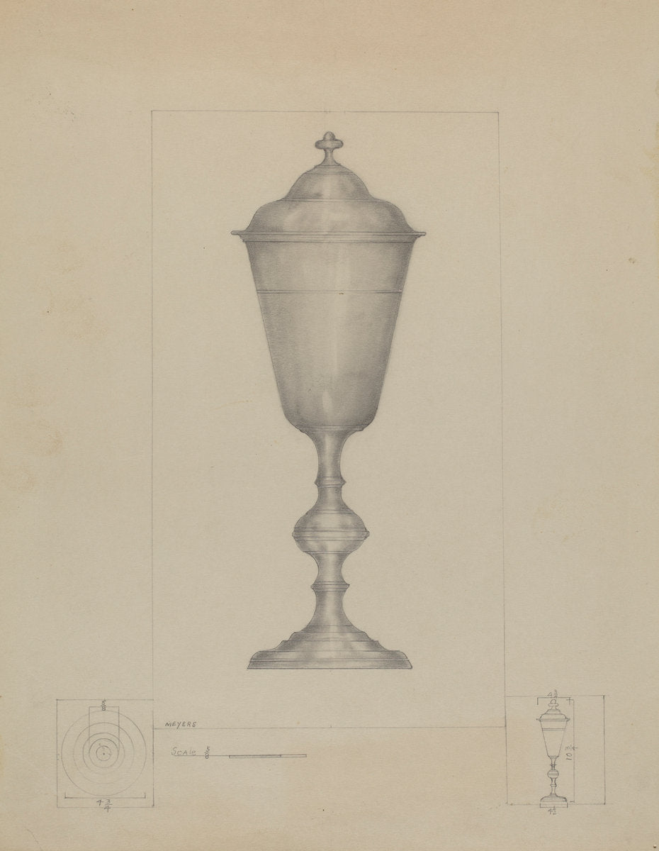 Pewter Chalice by Henry Meyers (American, active c. 1935), 16X12"(A3)Poster Print