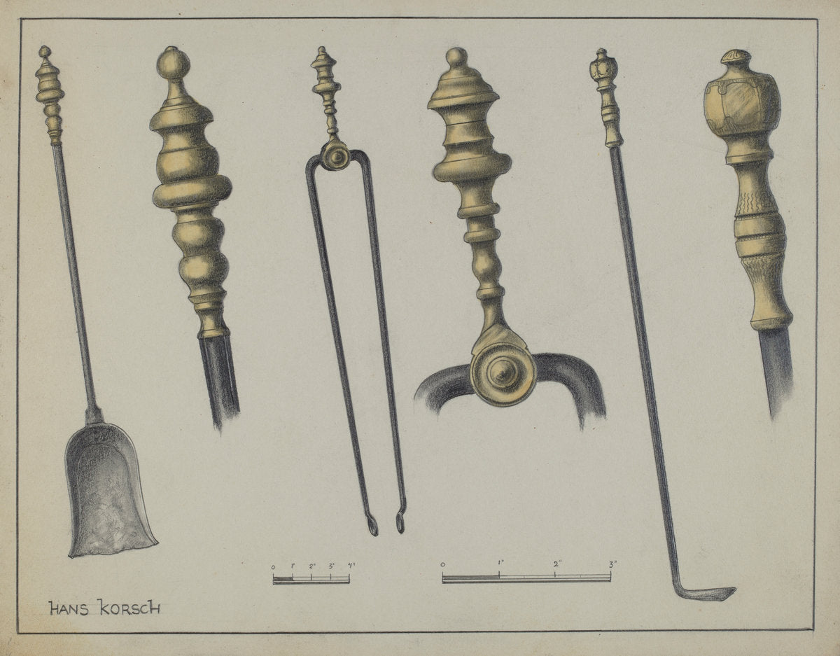 Fire Tools by Hans Korsch (American, active c. 1935), 16X12"(A3)Poster Print