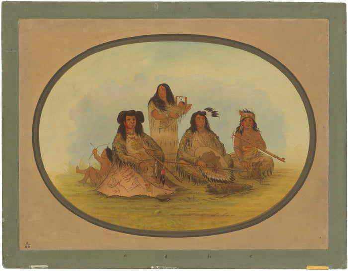 The Sioux Chief with Several Indians by George Catlin (American, 1796 - 1872), 16X12
