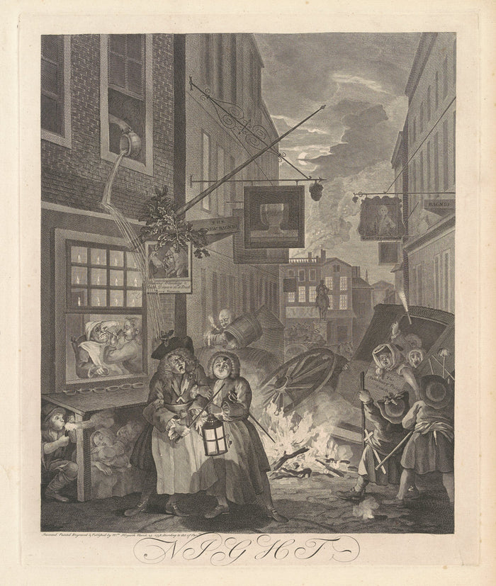 Night by William Hogarth (English, 1697 - 1764), 16X12