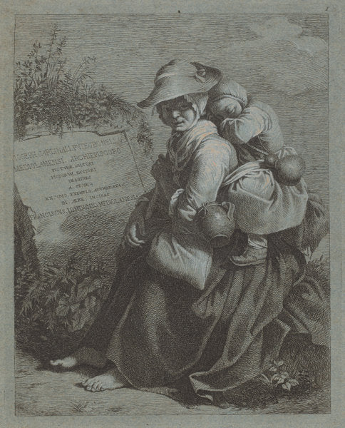 Seated Peasant Woman with Sleeping Child by Francesco Londonio (Italian, 1723 - 1783), 16X12"(A3)Poster Print