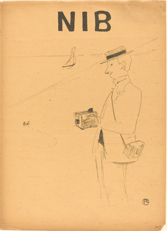 Nib or the Amateur Photographer (Nib ou le photographe-amateur) [right recto] by Henri de Toulouse-Lautrec (French, 1864 - 1901), 16X12"(A3)Poster Print