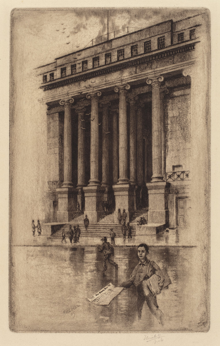 Porch, Old Custom House, Wall Street by Charles Frederick William Mielatz (American, 1864 - 1919), 16X12"(A3)Poster Print
