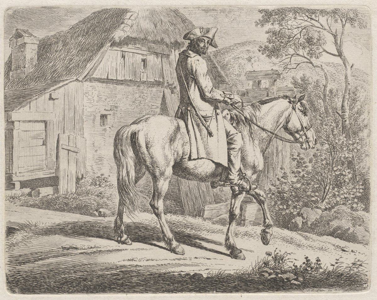 Cattle Dealer on Horseback by Johann Adam Klein (German, 1792 - 1875), 16X12"(A3)Poster Print