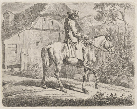 Cattle Dealer on Horseback by Johann Adam Klein (German, 1792 - 1875), 16X12"(A3)Poster Print