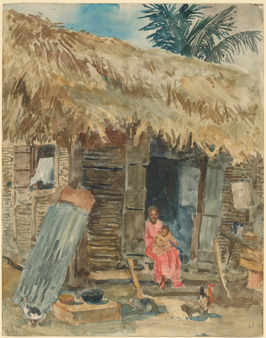 Hut in Trinidad by George Overbury (Pop) Hart (American, 1868 - 1933), 16X12"(A3)Poster Print