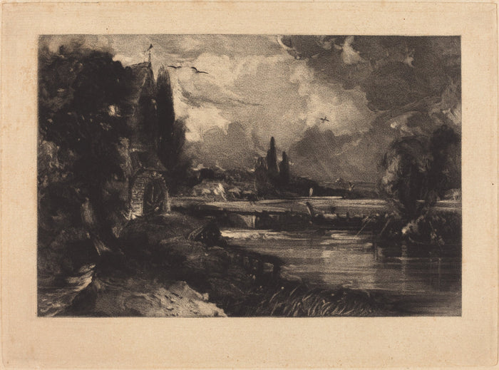 Mill near Colchester by David Lucas after John Constable (British, 1802 - 1881), 16X12