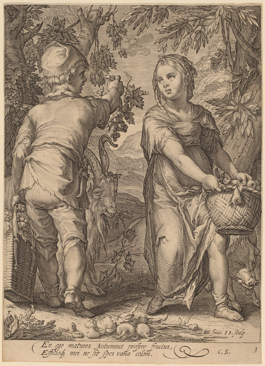 Autumn by Jan Pietersz Saenredam after Hendrik Goltzius (Dutch, 1565 - 1607), 16X12"(A3)Poster Print