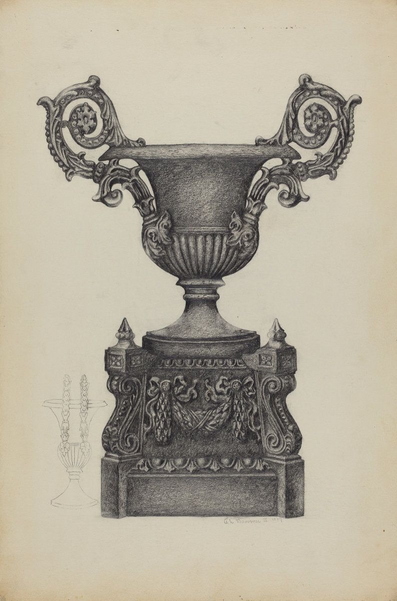 Cast Iron Urn by Austin L. Davison (American, active c. 1935), 16X12"(A3)Poster Print