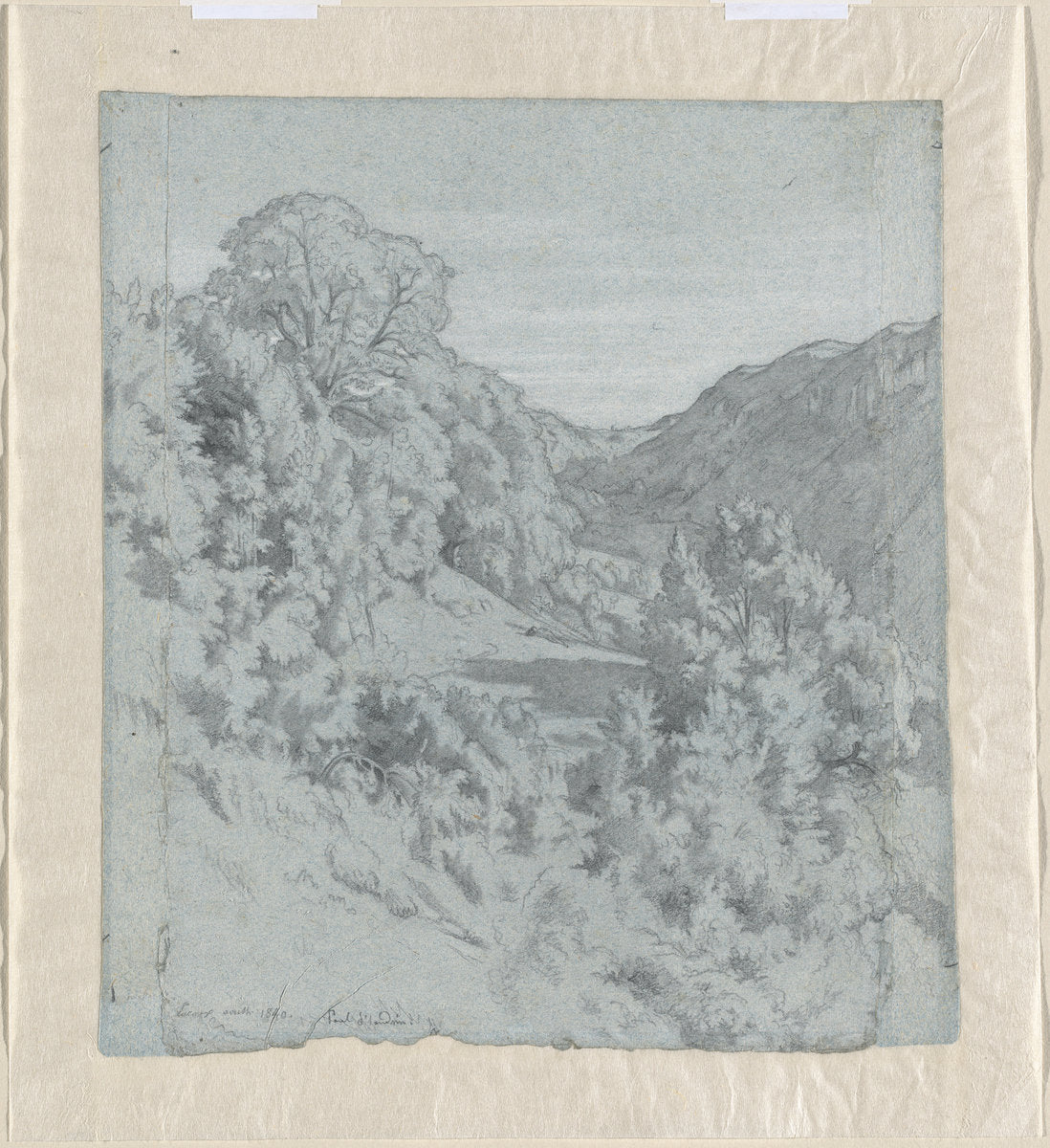Sunlit Trees in a Valley near Lacoux by Jean-Paul Flandrin (French, 1811 - 1902), 16X12"(A3)Poster Print