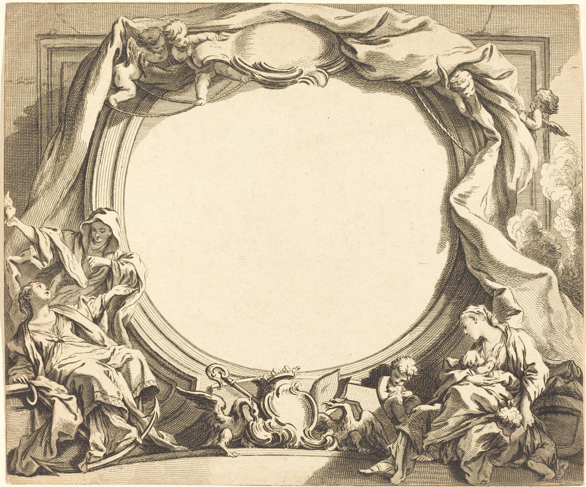 Faith and Charity by Gabriel Huquier after François Boucher (French, 1695 - 1772), 16X12"(A3)Poster Print