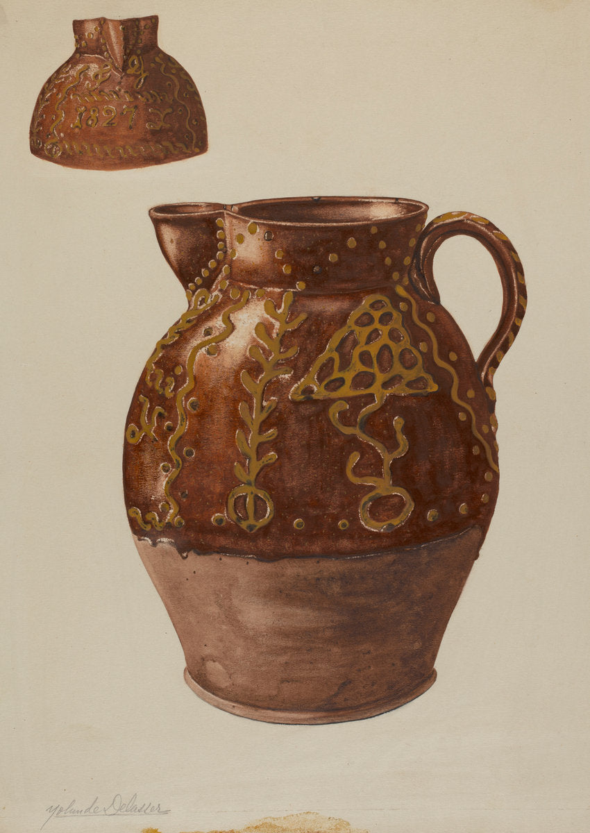 Pa. German Pitcher by Yolande Delasser (American, active c. 1935), 16X12"(A3)Poster Print