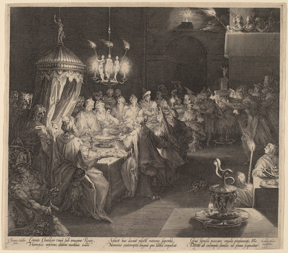 Belshazzar's Feast by Jan Muller (Dutch, 1571 - 1628), 16X12"(A3)Poster Print