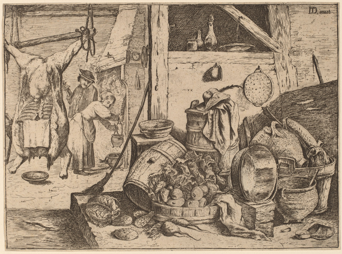 Interior of a Kitchen by David Teniers the Younger (Flemish, 1610 - 1690), 16X12"(A3)Poster Print