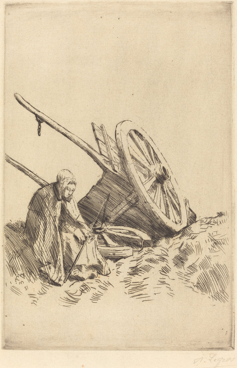 Broken Cart (La charrette brisee) by Alphonse Legros (French, 1837 - 1911), 16X12"(A3)Poster Print