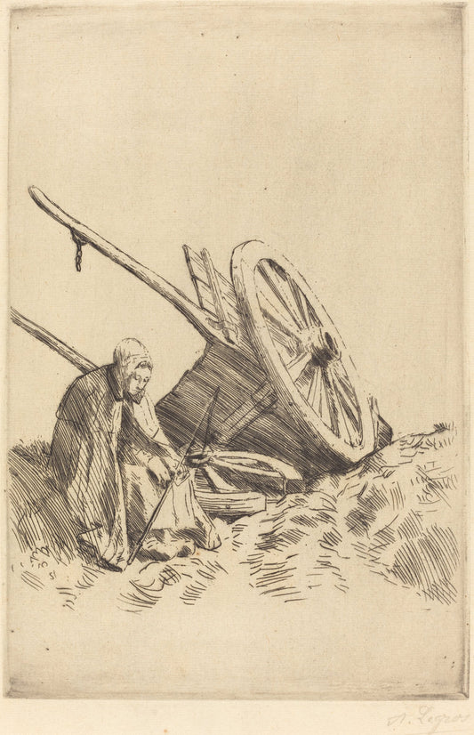 Broken Cart (La charrette brisee) by Alphonse Legros (French, 1837 - 1911), 16X12"(A3)Poster Print