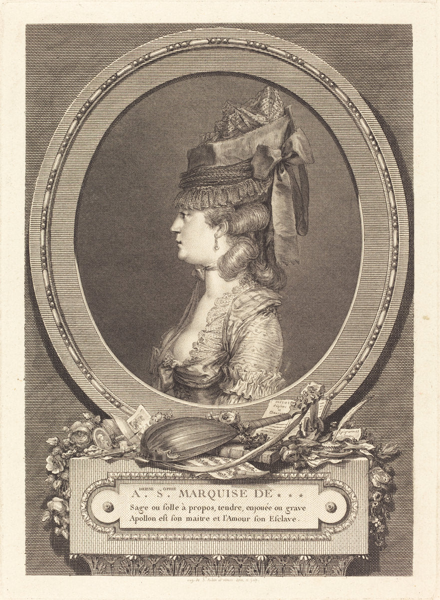 Adrienne Sophie Marquise de *** by Augustin de Saint-Aubin (French, 1736 - 1807), 16X12"(A3)Poster Print