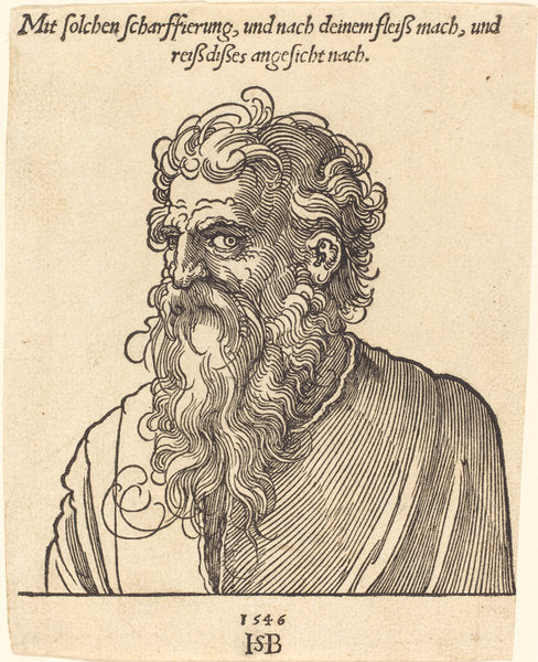 Portrait of an Elderly Man Facing Left by Sebald Beham (German, 1500 - 1550), 16X12"(A3)Poster Print