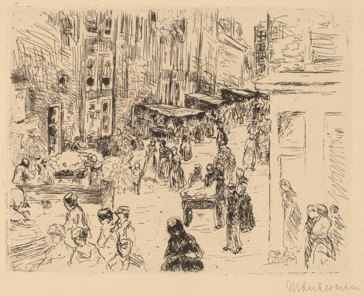 The Jewish Quarter in Amsterdam by Max Liebermann (German, 1847 - 1935), 16X12"(A3)Poster Print