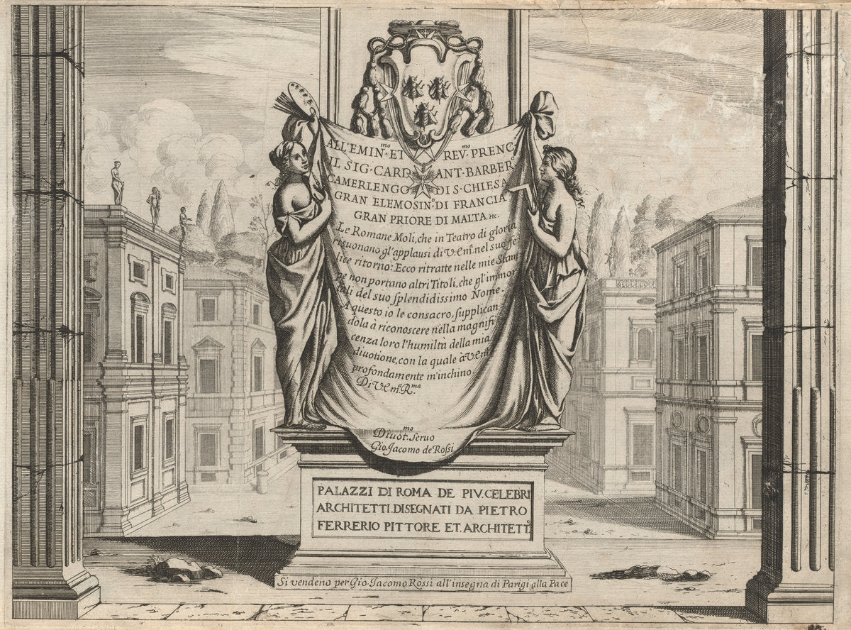 Palazzi di Roma de piu Celebri Architetti by Pietro Ferrerio (author) (Italian, 1600 - 1654), 16X12"(A3)Poster Print