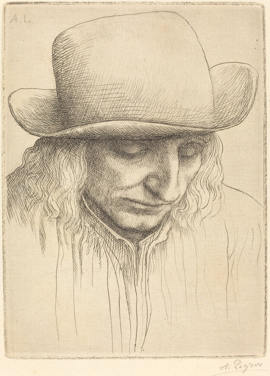 Peasant in a Round Hat (Paysan avec chapeau rond) by Alphonse Legros (French, 1837 - 1911), 16X12"(A3)Poster Print
