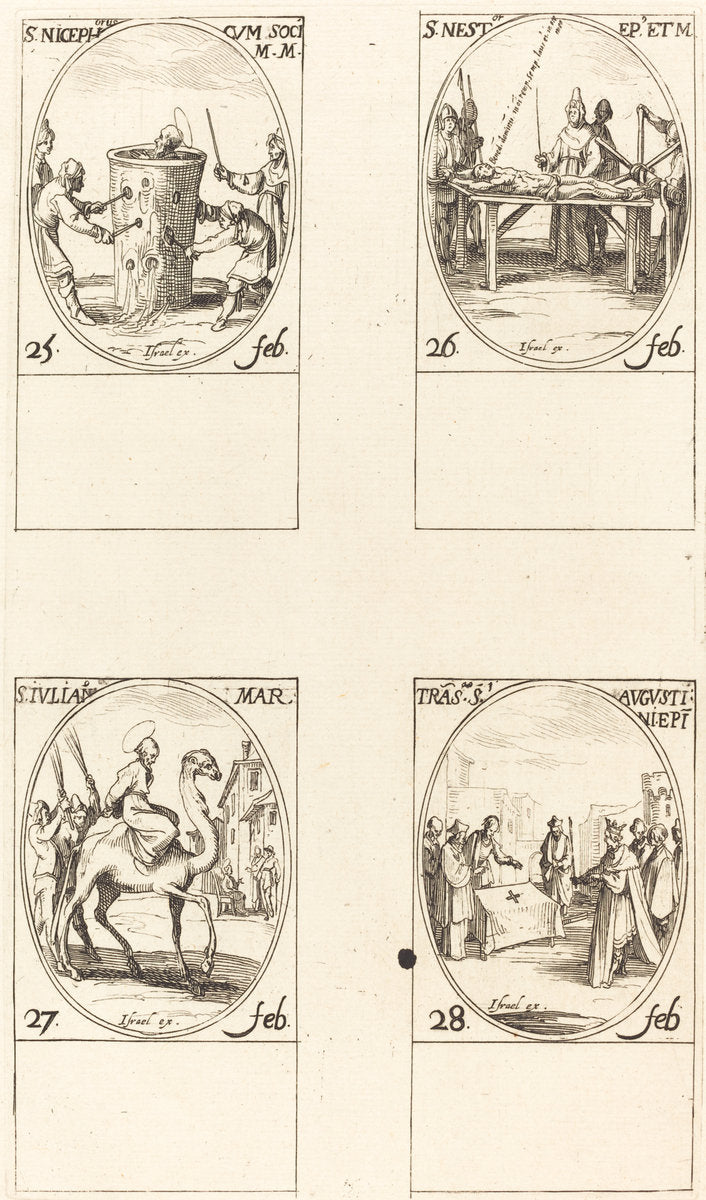 St. Nicephorus; St. Nestor; St. Julian; Translation of St. Augustin by Jacques Callot (French, 1592 - 1635), 16X12"(A3)Poster Print
