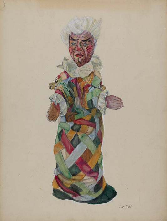 Clown Hand Puppet by Lillian Stahl (American, active c. 1935), 16X12"(A3)Poster Print