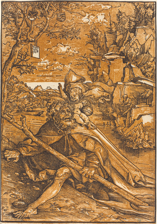 Saint Christopher by Lucas Cranach the Elder (German, 1472 - 1553), 16X12"(A3)Poster Print