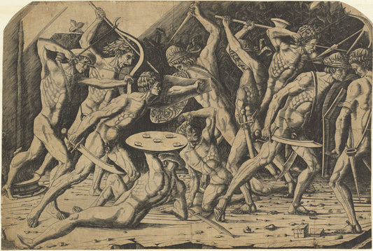 1460s by Andrea Mantegna or School after Antonio del Pollaiuolo (Battle of Naked Men), 16X12"(A3)Poster Print
