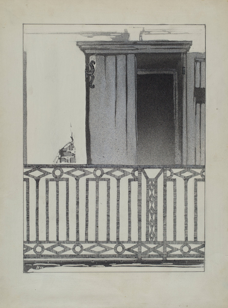 Wrought Iron Balcony Rail by Arelia Arbo (American, active c. 1935), 16X12"(A3)Poster Print