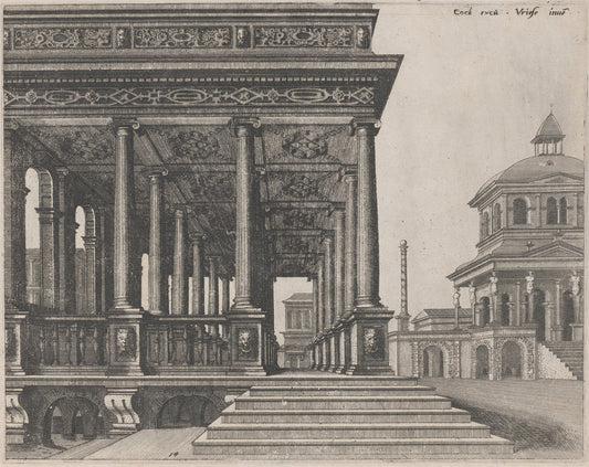 A Hall with Ionic Columns by Lucas van Doetechum and Johannes van Doetechum, the Elder, after Hans Vredeman de Vries (Dutch, active 1554/1572; died before 1589), 16X12"(A3)Poster Print