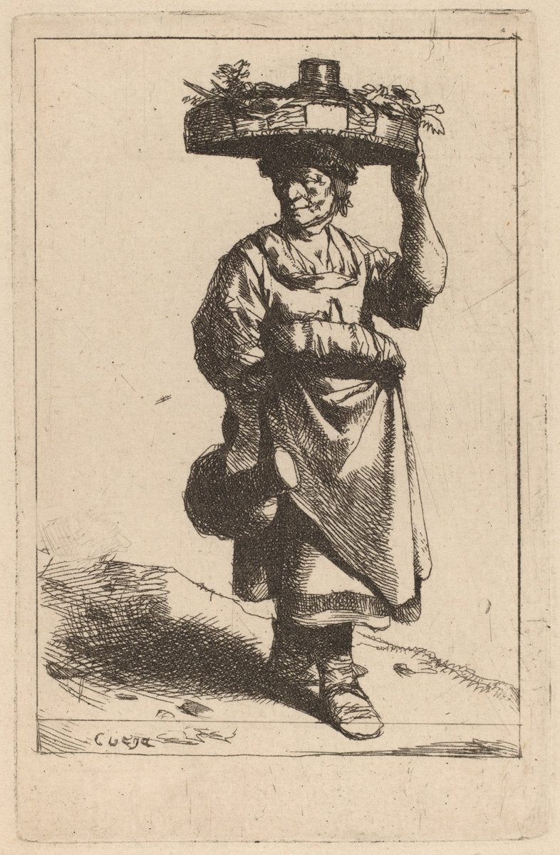 Woman Carrying a Basket by Cornelis Bega (Dutch, 1631/1632 - 1664), 16X12"(A3)Poster Print